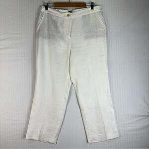 Talbots White Linen Cropped Pants Women’s Size 10 Nautical Coastal Preppy Core